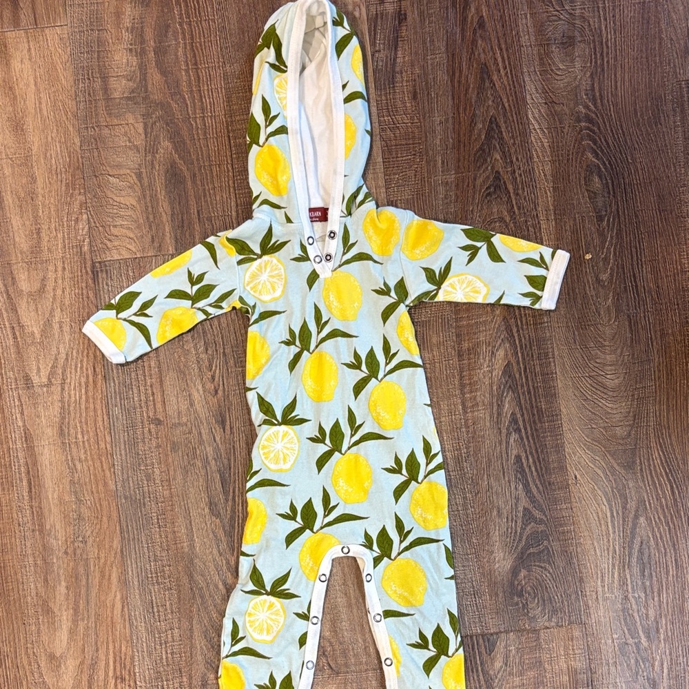 Milkbarn 3-6M Lemon Print Kids Footie